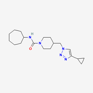 molecular formula C19H31N5O B4526831 N-cycloheptyl-4-[(4-cyclopropyl-1H-1,2,3-triazol-1-yl)methyl]piperidine-1-carboxamide 