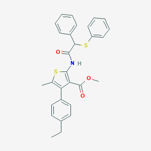 molecular formula C29H27NO3S2 B452684 Methyl 4-(4-ethylphenyl)-5-methyl-2-{[phenyl(phenylsulfanyl)acetyl]amino}-3-thiophenecarboxylate 