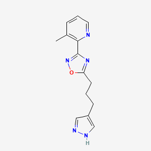 molecular formula C14H15N5O B4526842 3-methyl-2-{5-[3-(1H-pyrazol-4-yl)propyl]-1,2,4-oxadiazol-3-yl}pyridine 