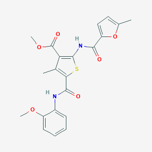 molecular formula C21H20N2O6S B452685 Methyl 5-[(2-methoxyanilino)carbonyl]-4-methyl-2-[(5-methyl-2-furoyl)amino]-3-thiophenecarboxylate 