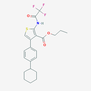 molecular formula C22H24F3NO3S B452687 Propyl 4-(4-cyclohexylphenyl)-2-[(trifluoroacetyl)amino]-3-thiophenecarboxylate 