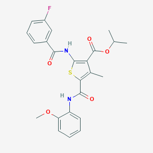 molecular formula C24H23FN2O5S B452688 Isopropyl 2-[(3-fluorobenzoyl)amino]-5-[(2-methoxyanilino)carbonyl]-4-methyl-3-thiophenecarboxylate 