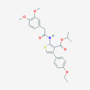 molecular formula C26H29NO6S B452690 Isopropyl 2-{[(3,4-dimethoxyphenyl)acetyl]amino}-4-(4-ethoxyphenyl)-3-thiophenecarboxylate 