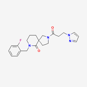 molecular formula C21H25FN4O2 B4526941 7-(2-fluorobenzyl)-2-[3-(1H-pyrazol-1-yl)propanoyl]-2,7-diazaspiro[4.5]decan-6-one 