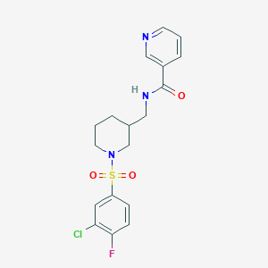 molecular formula C18H19ClFN3O3S B4526942 N-({1-[(3-chloro-4-fluorophenyl)sulfonyl]-3-piperidinyl}methyl)nicotinamide 