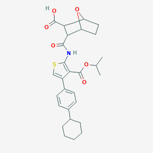 molecular formula C28H33NO6S B452695 3-({[4-(4-Cyclohexylphenyl)-3-(isopropoxycarbonyl)-2-thienyl]amino}carbonyl)-7-oxabicyclo[2.2.1]heptane-2-carboxylic acid 