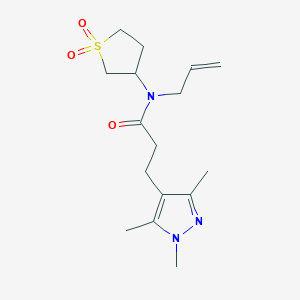 molecular formula C16H25N3O3S B4526977 N-allyl-N-(1,1-dioxidotetrahydro-3-thienyl)-3-(1,3,5-trimethyl-1H-pyrazol-4-yl)propanamide 