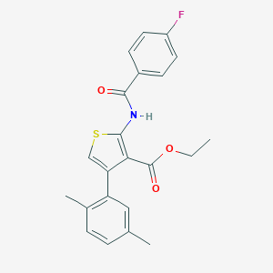 molecular formula C22H20FNO3S B452699 Ethyl 4-(2,5-dimethylphenyl)-2-[(4-fluorobenzoyl)amino]-3-thiophenecarboxylate 