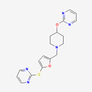 molecular formula C18H19N5O2S B4526991 2-[(5-{[4-(pyrimidin-2-yloxy)piperidin-1-yl]methyl}-2-furyl)thio]pyrimidine 