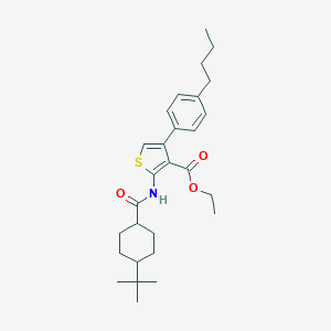 Ethyl 2-{[(4-tert-butylcyclohexyl)carbonyl]amino}-4-(4-butylphenyl)-3-thiophenecarboxylate