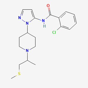 molecular formula C19H25ClN4OS B4527018 2-chloro-N-(1-{1-[1-methyl-2-(methylthio)ethyl]-4-piperidinyl}-1H-pyrazol-5-yl)benzamide 