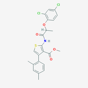 molecular formula C23H21Cl2NO4S B452702 Methyl 2-{[2-(2,4-dichlorophenoxy)propanoyl]amino}-4-(2,4-dimethylphenyl)-3-thiophenecarboxylate 