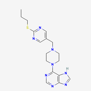 molecular formula C17H22N8S B4527022 6-(4-{[2-(propylthio)pyrimidin-5-yl]methyl}piperazin-1-yl)-9H-purine 