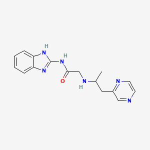 molecular formula C16H18N6O B4527046 N-1H-benzimidazol-2-yl-2-[(1-methyl-2-pyrazin-2-ylethyl)amino]acetamide 