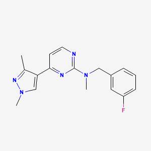 molecular formula C17H18FN5 B4527097 4-(1,3-dimethyl-1H-pyrazol-4-yl)-N-(3-fluorobenzyl)-N-methylpyrimidin-2-amine 