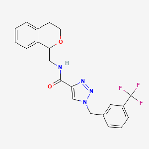 molecular formula C21H19F3N4O2 B4527122 N-(3,4-dihydro-1H-isochromen-1-ylmethyl)-1-[3-(trifluoromethyl)benzyl]-1H-1,2,3-triazole-4-carboxamide 