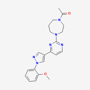 molecular formula C21H24N6O2 B4527129 1-acetyl-4-{4-[1-(2-methoxyphenyl)-1H-pyrazol-4-yl]pyrimidin-2-yl}-1,4-diazepane 