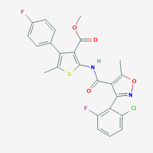 molecular formula C24H17ClF2N2O4S B452716 Methyl 2-({[3-(2-chloro-6-fluorophenyl)-5-methyl-4-isoxazolyl]carbonyl}amino)-4-(4-fluorophenyl)-5-methyl-3-thiophenecarboxylate 