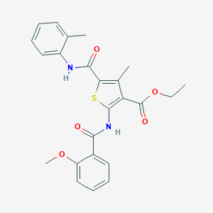 molecular formula C24H24N2O5S B452717 Ethyl 2-[(2-methoxybenzoyl)amino]-4-methyl-5-(2-toluidinocarbonyl)-3-thiophenecarboxylate 