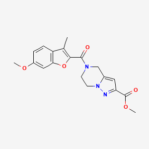 molecular formula C19H19N3O5 B4527188 methyl 5-[(6-methoxy-3-methyl-1-benzofuran-2-yl)carbonyl]-4,5,6,7-tetrahydropyrazolo[1,5-a]pyrazine-2-carboxylate 