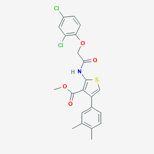 molecular formula C22H19Cl2NO4S B452720 Methyl 2-{[(2,4-dichlorophenoxy)acetyl]amino}-4-(3,4-dimethylphenyl)-3-thiophenecarboxylate 