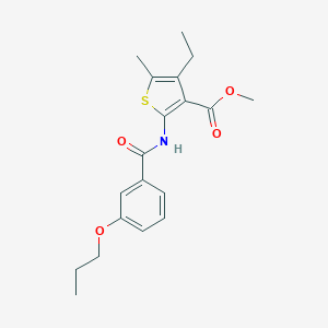 molecular formula C19H23NO4S B452721 Methyl 4-ethyl-5-methyl-2-[(3-propoxybenzoyl)amino]-3-thiophenecarboxylate 