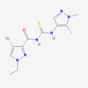 molecular formula C12H15BrN6OS B452724 4-bromo-N-[(1,5-dimethyl-1H-pyrazol-4-yl)carbamothioyl]-1-ethyl-1H-pyrazole-3-carboxamide 