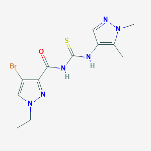 molecular formula C12H15BrN6OS B452724 N-[(4-bromo-1-ethyl-1H-pyrazol-3-yl)carbonyl]-N'-(1,5-dimethyl-1H-pyrazol-4-yl)thiourea 