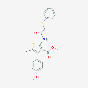 molecular formula C23H23NO4S2 B452726 Ethyl 4-(4-methoxyphenyl)-5-methyl-2-{[(phenylsulfanyl)acetyl]amino}-3-thiophenecarboxylate 