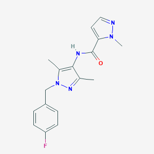 molecular formula C17H18FN5O B452727 N-[1-(4-fluorobenzyl)-3,5-dimethyl-1H-pyrazol-4-yl]-1-methyl-1H-pyrazole-5-carboxamide 