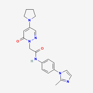 molecular formula C20H22N6O2 B4527298 N-[4-(2-methylimidazol-1-yl)phenyl]-2-(6-oxo-4-pyrrolidin-1-ylpyridazin-1-yl)acetamide 