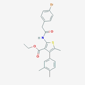 molecular formula C24H24BrNO3S B452730 Ethyl 2-{[(4-bromophenyl)acetyl]amino}-4-(3,4-dimethylphenyl)-5-methyl-3-thiophenecarboxylate 
