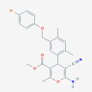 molecular formula C24H23BrN2O4 B452731 methyl 6-amino-4-{5-[(4-bromophenoxy)methyl]-2,4-dimethylphenyl}-5-cyano-2-methyl-4H-pyran-3-carboxylate 