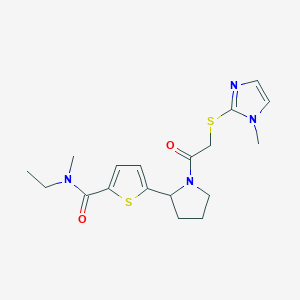 molecular formula C18H24N4O2S2 B4527316 N-ethyl-N-methyl-5-[1-[2-(1-methylimidazol-2-yl)sulfanylacetyl]pyrrolidin-2-yl]thiophene-2-carboxamide 