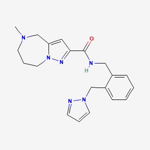 molecular formula C20H24N6O B4527324 5-methyl-N-[2-(1H-pyrazol-1-ylmethyl)benzyl]-5,6,7,8-tetrahydro-4H-pyrazolo[1,5-a][1,4]diazepine-2-carboxamide 