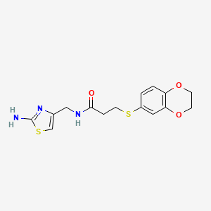 molecular formula C15H17N3O3S2 B4527367 N-[(2-amino-1,3-thiazol-4-yl)methyl]-3-(2,3-dihydro-1,4-benzodioxin-6-ylthio)propanamide 