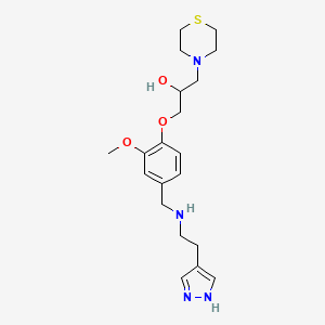 molecular formula C20H30N4O3S B4527382 1-[2-methoxy-4-({[2-(1H-pyrazol-4-yl)ethyl]amino}methyl)phenoxy]-3-(4-thiomorpholinyl)-2-propanol 