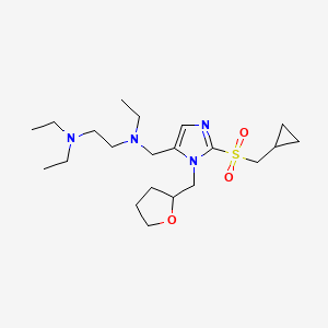 molecular formula C21H38N4O3S B4527490 N-{[2-[(cyclopropylmethyl)sulfonyl]-1-(tetrahydro-2-furanylmethyl)-1H-imidazol-5-yl]methyl}-N,N',N'-triethyl-1,2-ethanediamine 