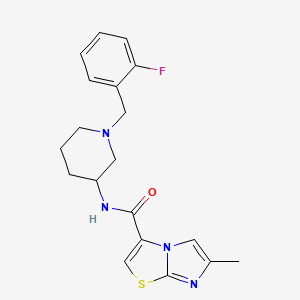 molecular formula C19H21FN4OS B4527540 N-[1-[(2-fluorophenyl)methyl]piperidin-3-yl]-6-methylimidazo[2,1-b][1,3]thiazole-3-carboxamide 