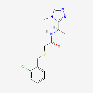 molecular formula C14H17ClN4OS B4527568 2-[(2-chlorobenzyl)thio]-N-[1-(4-methyl-4H-1,2,4-triazol-3-yl)ethyl]acetamide 