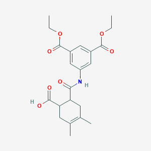 molecular formula C22H27NO7 B452757 6-{[3,5-Bis(ethoxycarbonyl)phenyl]carbamoyl}-3,4-dimethylcyclohex-3-ene-1-carboxylic acid 
