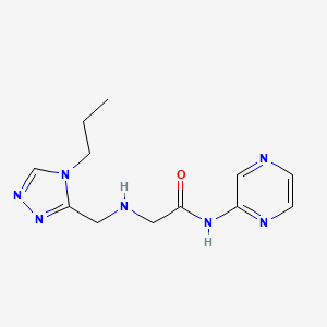 molecular formula C12H17N7O B4527636 2-{[(4-propyl-4H-1,2,4-triazol-3-yl)methyl]amino}-N-pyrazin-2-ylacetamide 