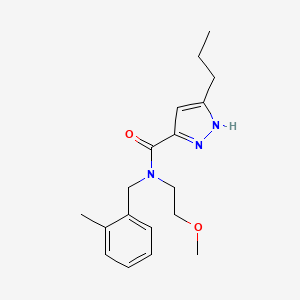 molecular formula C18H25N3O2 B4527657 N-(2-methoxyethyl)-N-[(2-methylphenyl)methyl]-5-propyl-1H-pyrazole-3-carboxamide 