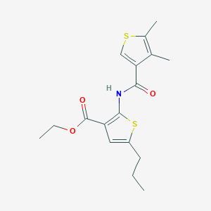 molecular formula C17H21NO3S2 B452768 Ethyl 2-{[(4,5-dimethyl-3-thienyl)carbonyl]amino}-5-propyl-3-thiophenecarboxylate 