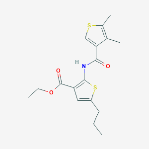 molecular formula C17H21NO3S2 B452768 ethyl 2-{[(4,5-dimethylthiophen-3-yl)carbonyl]amino}-5-propylthiophene-3-carboxylate 