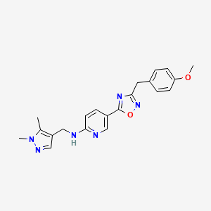 molecular formula C21H22N6O2 B4527747 N-[(1,5-dimethyl-1H-pyrazol-4-yl)methyl]-5-[3-(4-methoxybenzyl)-1,2,4-oxadiazol-5-yl]-2-pyridinamine 