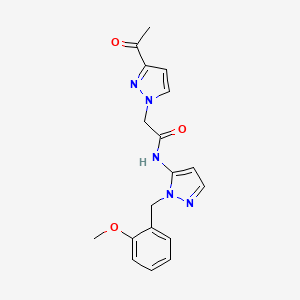 molecular formula C18H19N5O3 B4527806 2-(3-acetyl-1H-pyrazol-1-yl)-N-[1-(2-methoxybenzyl)-1H-pyrazol-5-yl]acetamide 