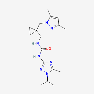 molecular formula C17H27N7O B4527874 1-[[1-[(3,5-Dimethylpyrazol-1-yl)methyl]cyclopropyl]methyl]-3-(5-methyl-1-propan-2-yl-1,2,4-triazol-3-yl)urea 