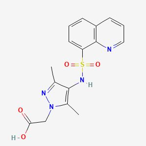 molecular formula C16H16N4O4S B4527881 2-[3,5-Dimethyl-4-(quinolin-8-ylsulfonylamino)pyrazol-1-yl]acetic acid 