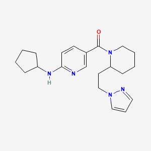 molecular formula C21H29N5O B4527924 N-cyclopentyl-5-({2-[2-(1H-pyrazol-1-yl)ethyl]-1-piperidinyl}carbonyl)-2-pyridinamine 